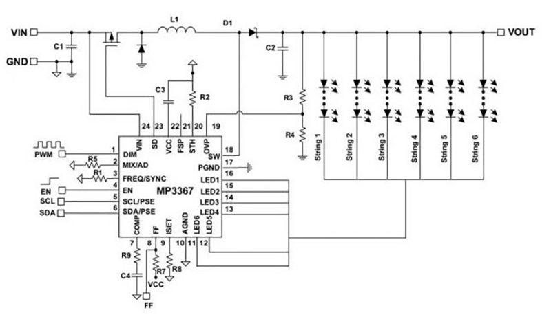 Image of MPS MP3367 Six-Channel Step-Up Converter for LCD Backlighting