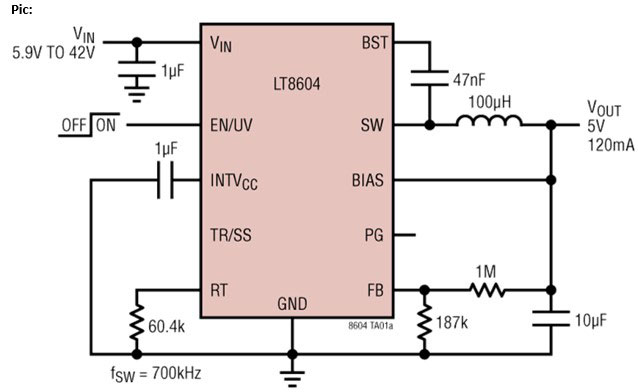 Image of Analog Devices' LT8604: A High Efficiency 42V/120mA Synchronous Switching Regulator