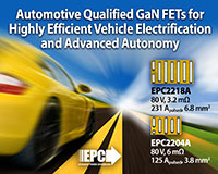 Image of EPC's EPC2218A and EPC2204A GaN FETs for Vehicle Electronics and Advanced Autonomy