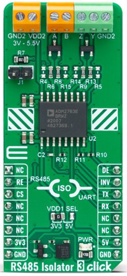 Image of MikroElektronika MIKROE-5597 RS485 Isolator 3 Click: Enhancing Signal Isolation and Conditioning for Communication Systems